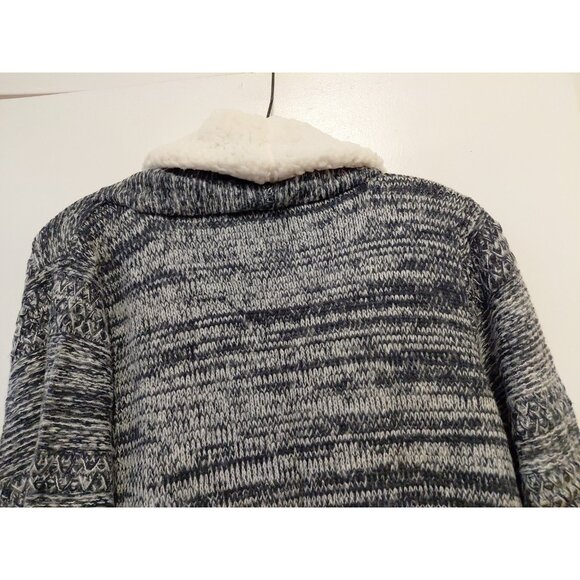 New Ann Taylor Loft Women's Sweater Cardigan Sherpa Trim Pockets Gray Ivory Med - Picture 7 of 7